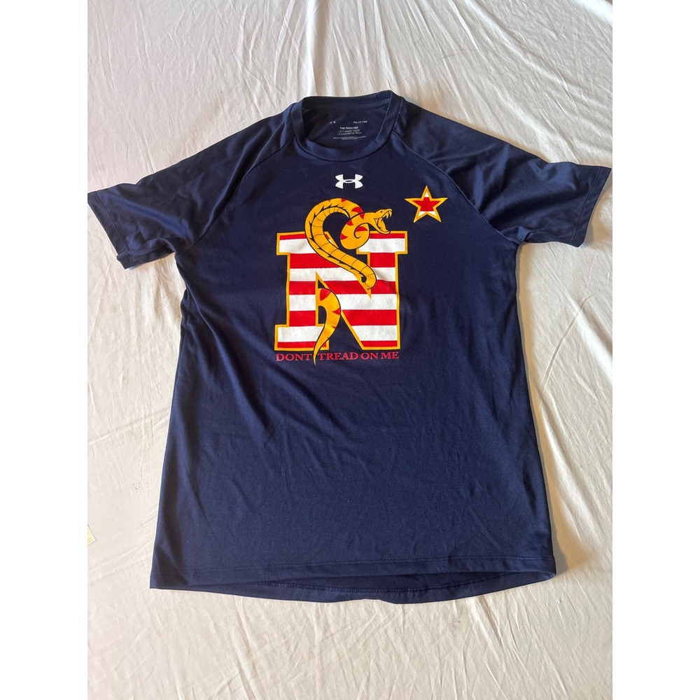 Under Armour Tee Mens Small Navy Blue Gadsden Dont Tread On Me Shirt